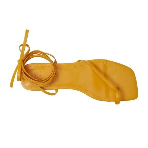 NEW Marc Fisher Mireya Sz 10 Orange Leather Flat Ankle Wrap Sandals NWOB - Picture 6 of 9